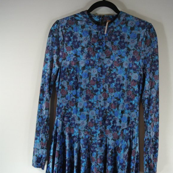 Free People Heartland Floral Crushed Velvet Maxi Dress Open Back Size M #409 - Picture 7 of 13